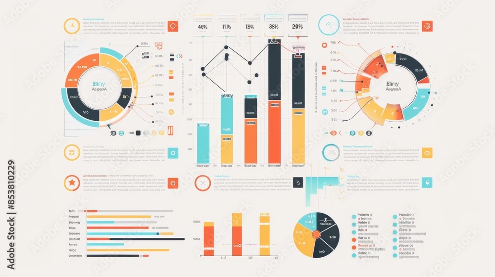 Poster a project management infographic tracking milestones and timelines with progress bars and completion