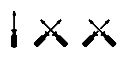 Cross placed, screwdriver set. Screwdrivers tools. Repair and renovation concept. Workshop, assembly tool. For service toolbox or toolkit. Hand tool. Cross.