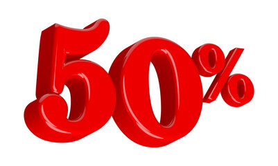 50 Percent Red Number 3D
