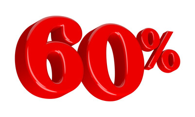 60 Percent Red Number 3D