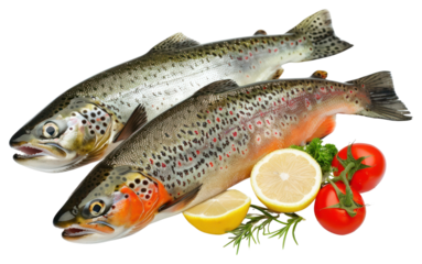 PNG Fresh raw fish salmon trout animal.