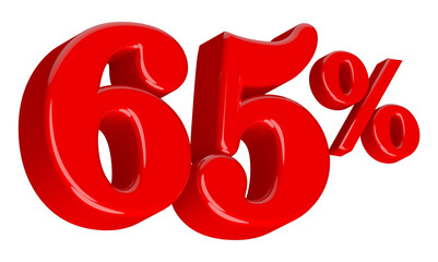 65 Percent Red Number 3D