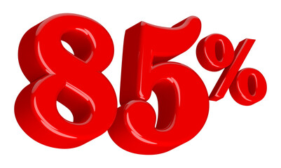 85 Percent Red Number 3D