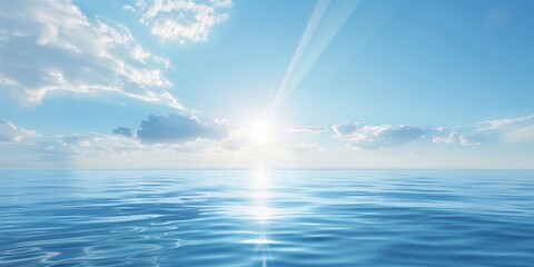 Obraz premium Abstract, White background with a blue sky and water reflecting the serene horizon, perfect for desktop wallpaper