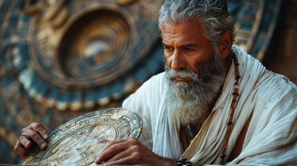 Ancient Craftsman Studies Inscribed Clay Tablet