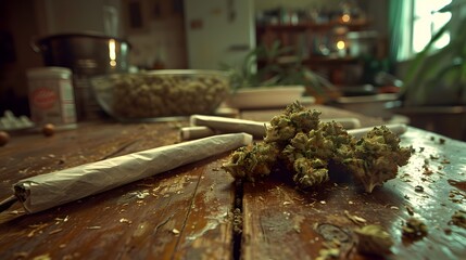 Marijuana buds and rolling papers