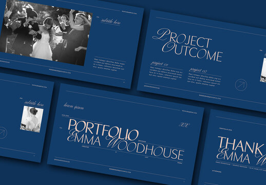 Blue Portfolio Layout with Elegant Font Combinations