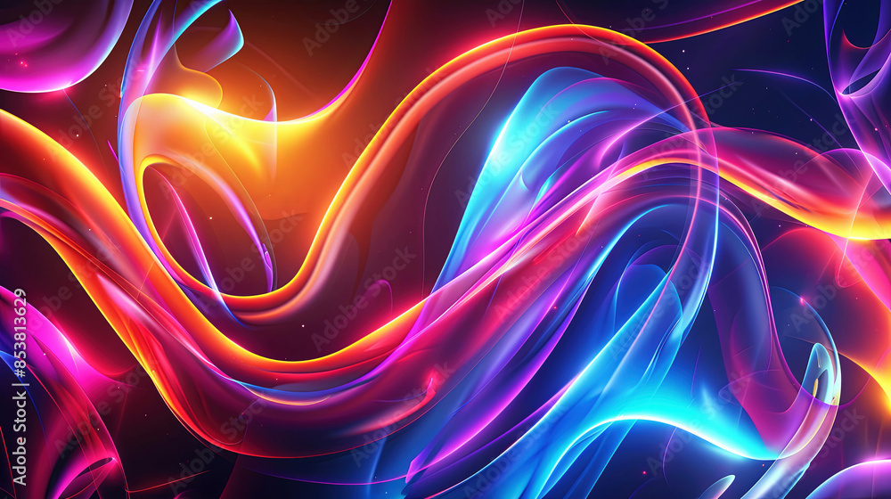 Wall mural vibrant abstract background in symbolism style with fluorescent colors and dynamic swirls
