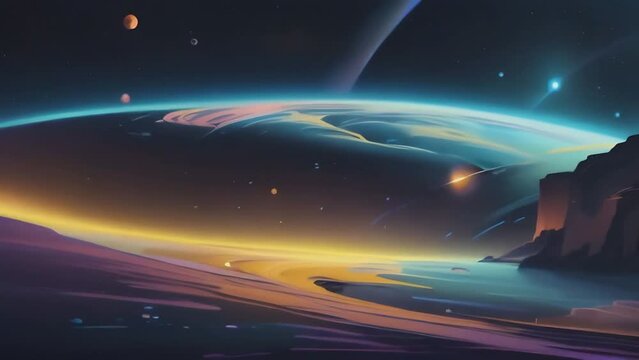 planet in space beautiful introduction futuristic video