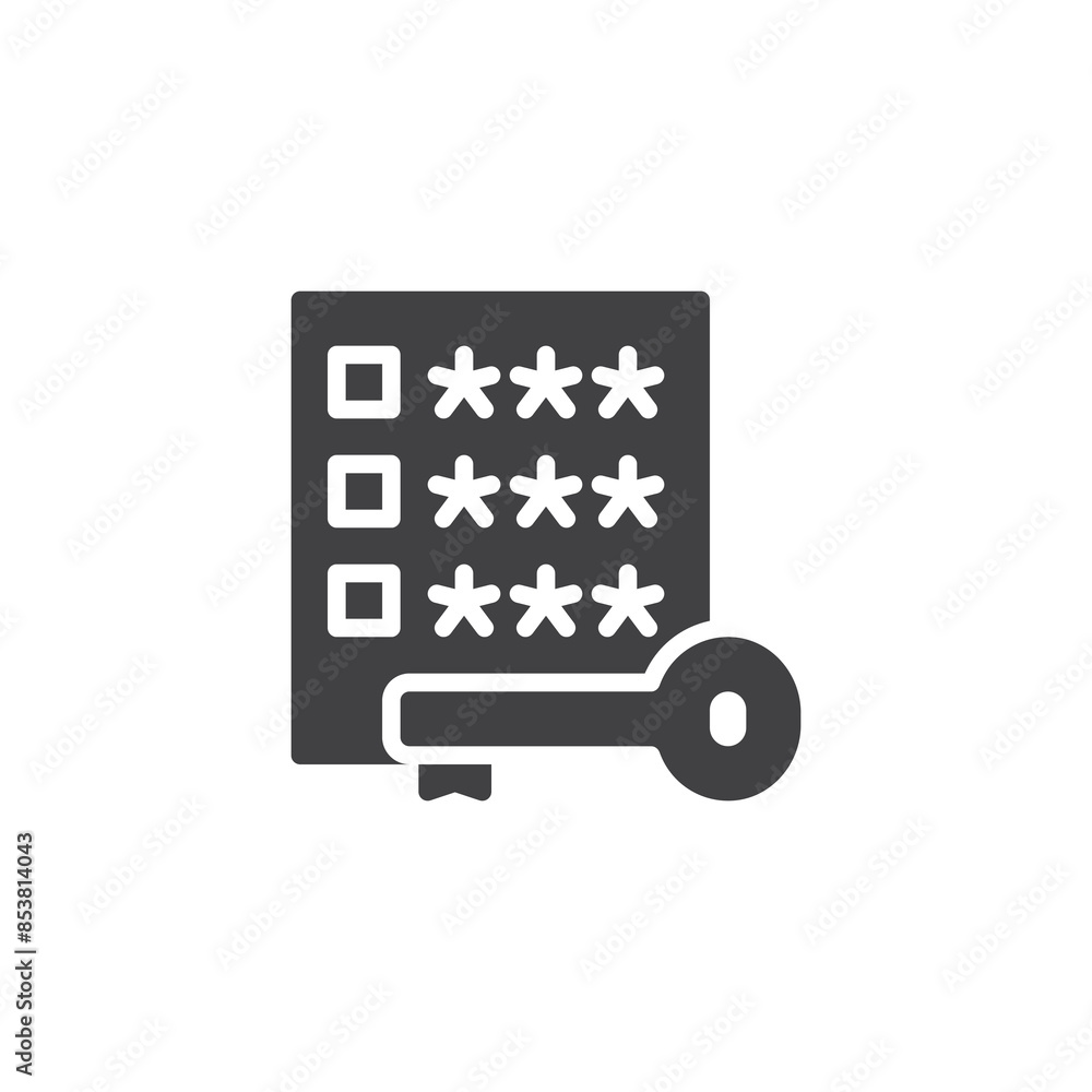 Poster checklist with a password key vector icon