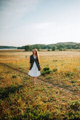 woman walking in the field