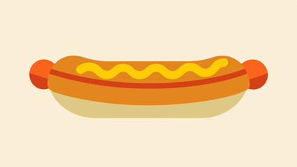 Simple hot dog with minimal ingredients, clean background, minimalism, light pastel background.  National Hot Dog Day
