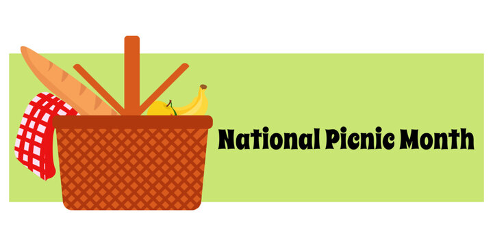National Picnic Month, Simple horizontal banner on the theme of holidays