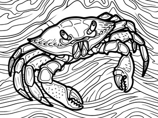 Naklejka premium Children picture, coloring book antistress. Sea animal, crab with claws. Generative ai raster.