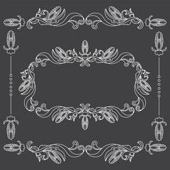 Decorative frame Elegant element for design. Floral black and white border. Lace illustration for invitations and greeting cards. - Vector.