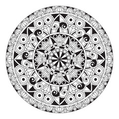 Decorative Mandala Vector Black and White. - Vector.