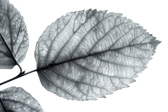 Grey leaf isolated on transparent background.