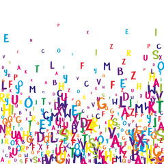 Falling letters of English language. Colorful