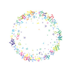 Scattered letters of latin alphabet. Colorful