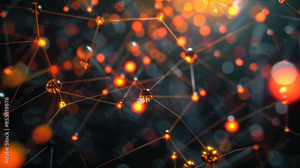 Poster abstract digital mesh with hexagonal patterns. futuristic, tech-inspired background with depth effec