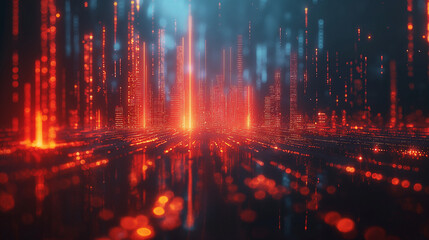 provided appears to be a digital illustration or graphic that represents financial data or stock market trends. It features a series of vertical bars, which could be interpreted as stock prices or fin