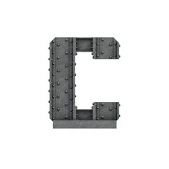 Vintage Steel Construction 3D Alphabet PNG Letters	
