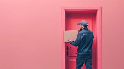 A person in a delivery uniform holding a box