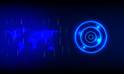 Obraz premium Futuristic Digital Blue Interface with Tech Network and Globe Illustration