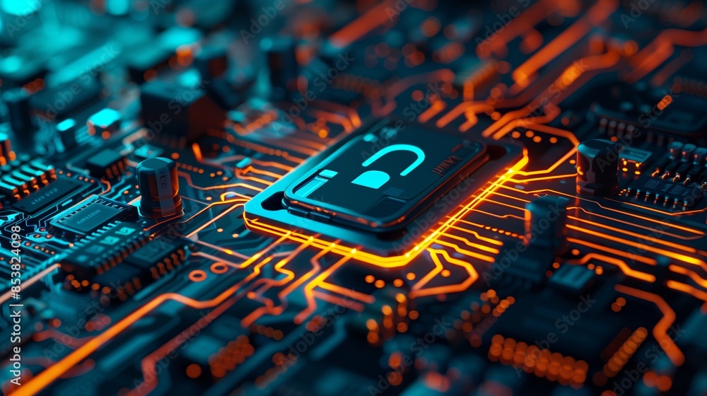 Poster secure connection or cybersecurity service concept