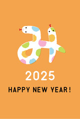 2025年　令和7年　巳年年賀状テンプレート