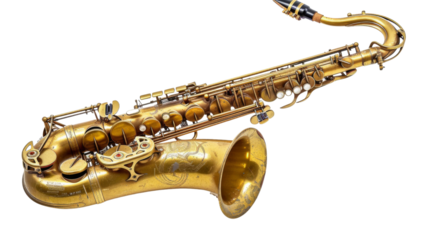 Saxophone instrument on white background 