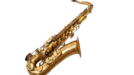 Saxophone instrument on white background 