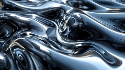 Shiny and reflective black liquid abstract texture