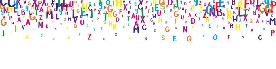 Falling letters of English language. Colorful