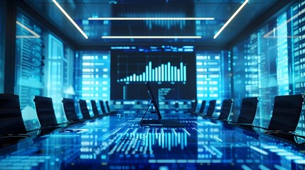 Futuristic Digital Data Dashboard in High-Tech Control Room