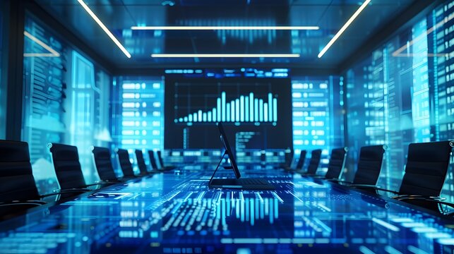 Futuristic Digital Data Dashboard in High-Tech Control Room