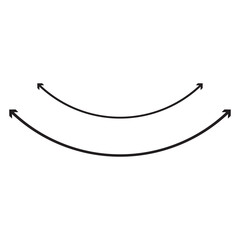 Dual sided black arrow vector, icon, silhouette design. Semicircular curved thin, long double ended black arrow vector design for website, app and logo design .isolated on white background. Vector .