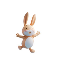 Obraz premium Chibi Rabbit Jumping in 3D Artwork, Isolated on Transparent Background, PNG