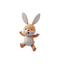 Fototapeta premium Cute 3D Bunny Hopping Joyfully, Isolated on Transparent Background, PNG