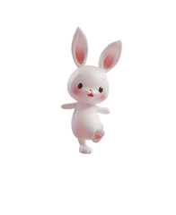 Obraz premium Adorable 3D Rabbit Illustration, Isolated on Transparent Background, PNG