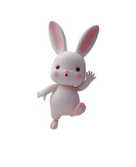 Obraz premium Joyful Bunny Leaping in 3D Illustration, Isolated on Transparent Background, PNG
