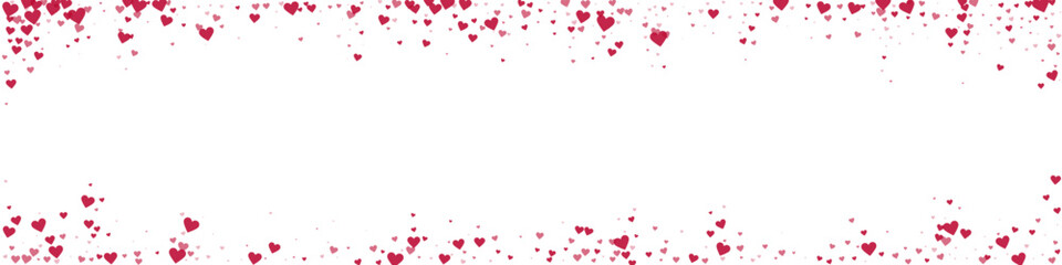 Red hearts scattered on white background.