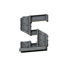 Vintage Steel Construction 3D Alphabet PNG Letters	

