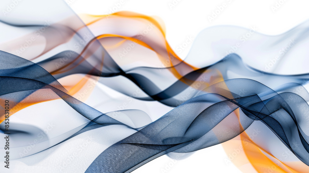 Aufkleber white background with textured waves in dark blue and orange colors. soft multi-colored lines on a w