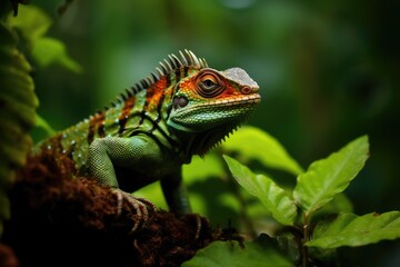 Obraz premium Coloful lizard in a forest