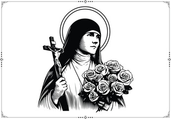 Saint Therese of Lisieux - Vector Illustration