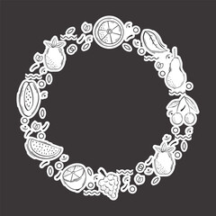 Vector drawing. Hand drawn template. Vintage engraved sketch. Organic Fruit. Healthy eating concept, sticker, banner, card