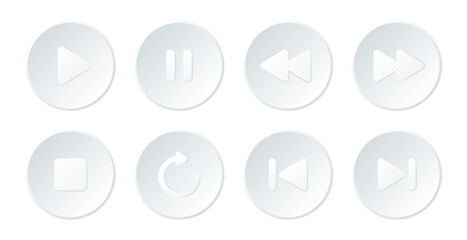 White Neumorphic play buttons.  