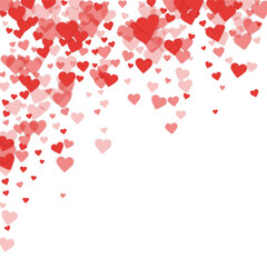 Red hearts scattered on white background.