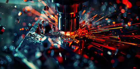 Hyper-realistic image: Industrial metalworking cutting process by milling cutter .